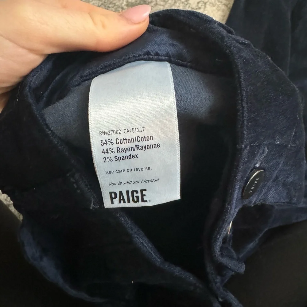 PAIGE Mayslie Velvet navy Joggers zip leg  Navy Size 29 - Picture 10 of 14